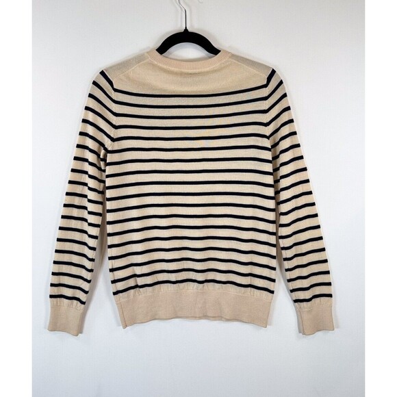 APC Womens Sweater Beige Striped Wool Crewneck Pullover Long Sleeve Jumper Small - Picture 4 of 11